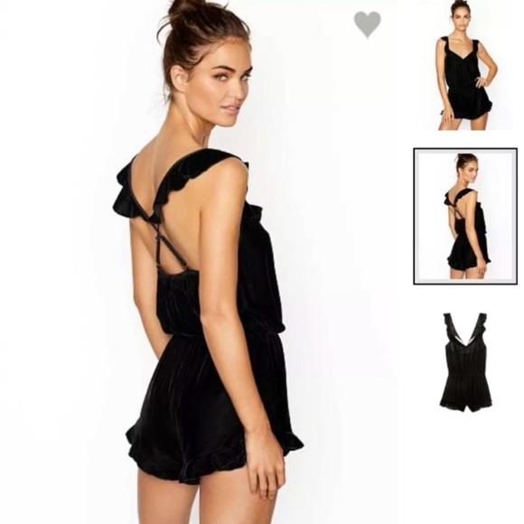 Black velvet Victoria’s Secret shorts romper - Picture 1 of 3